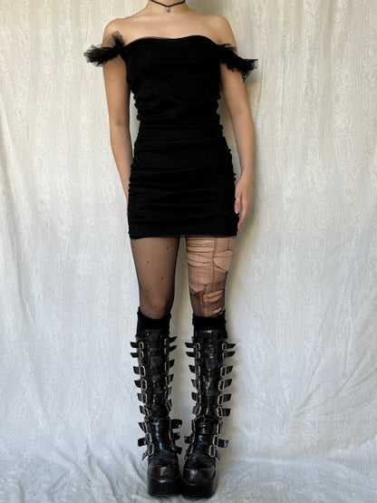 Vintage 00s Clubwear Black Mini Dress (S)