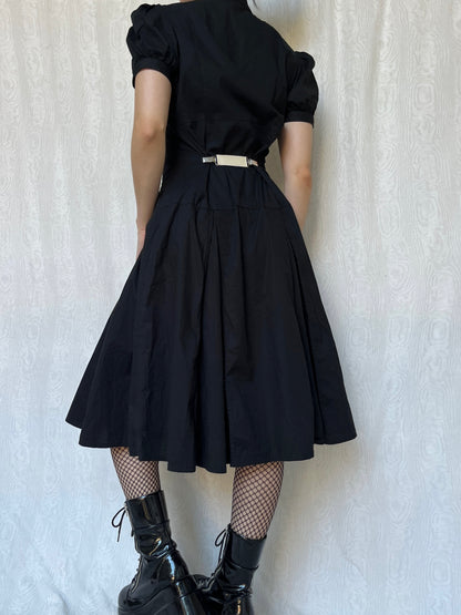 Vintage 00s Gothic Black Midi Dress (M/L)