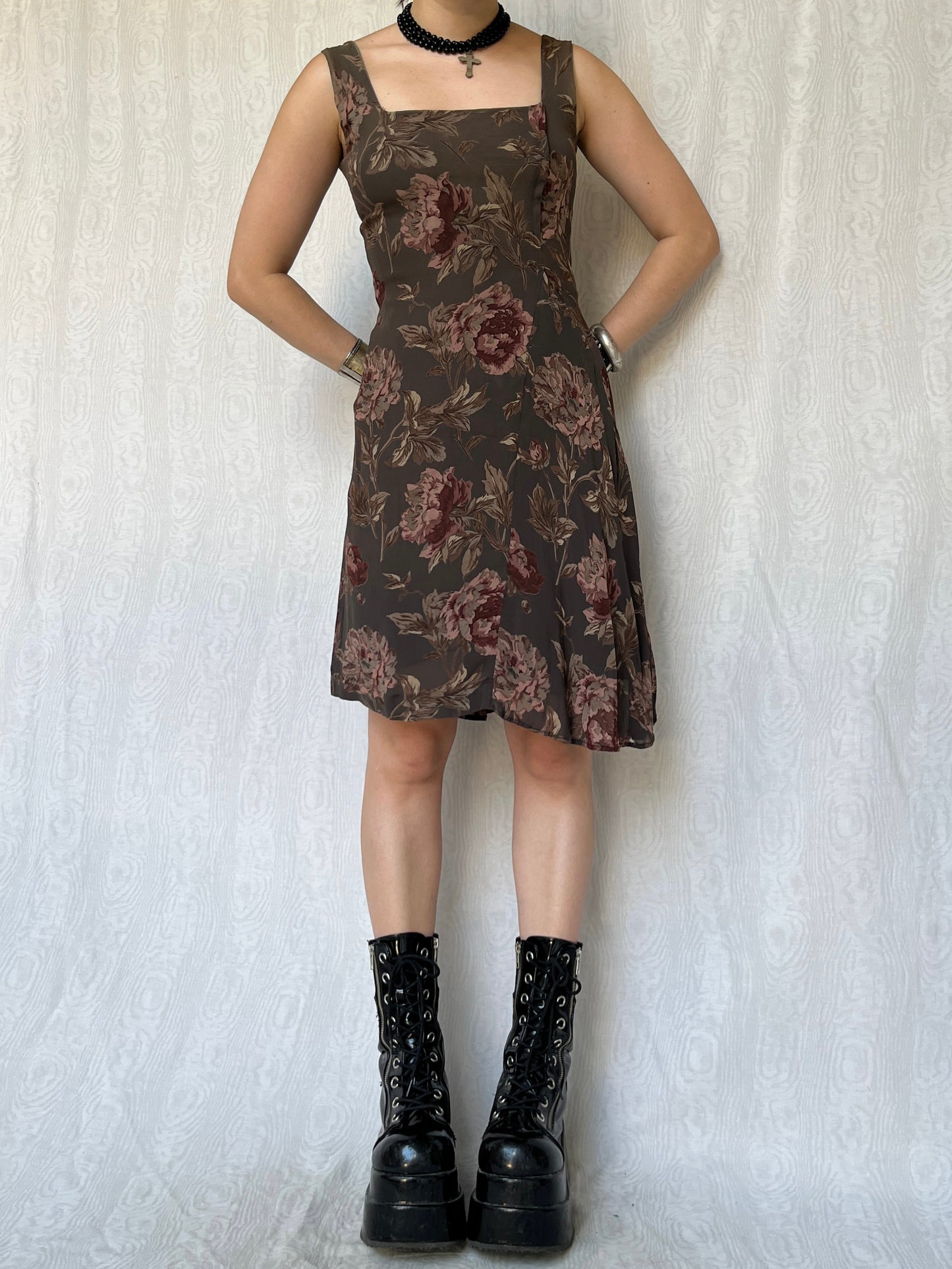 Vintage 90s Forest Fairy Grunge Square Neck Dress (S/M)
