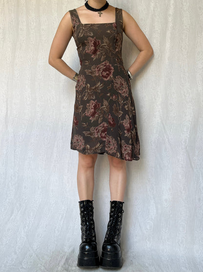 Vintage 90s Forest Fairy Grunge Square Neck Dress (S/M)