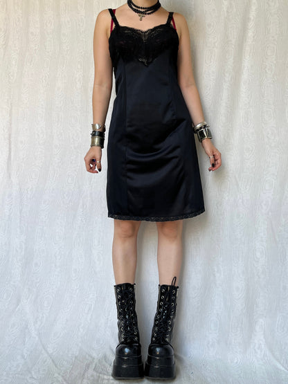 Vintage 00s Romantic Goth Lingerie Mini Dress (L)
