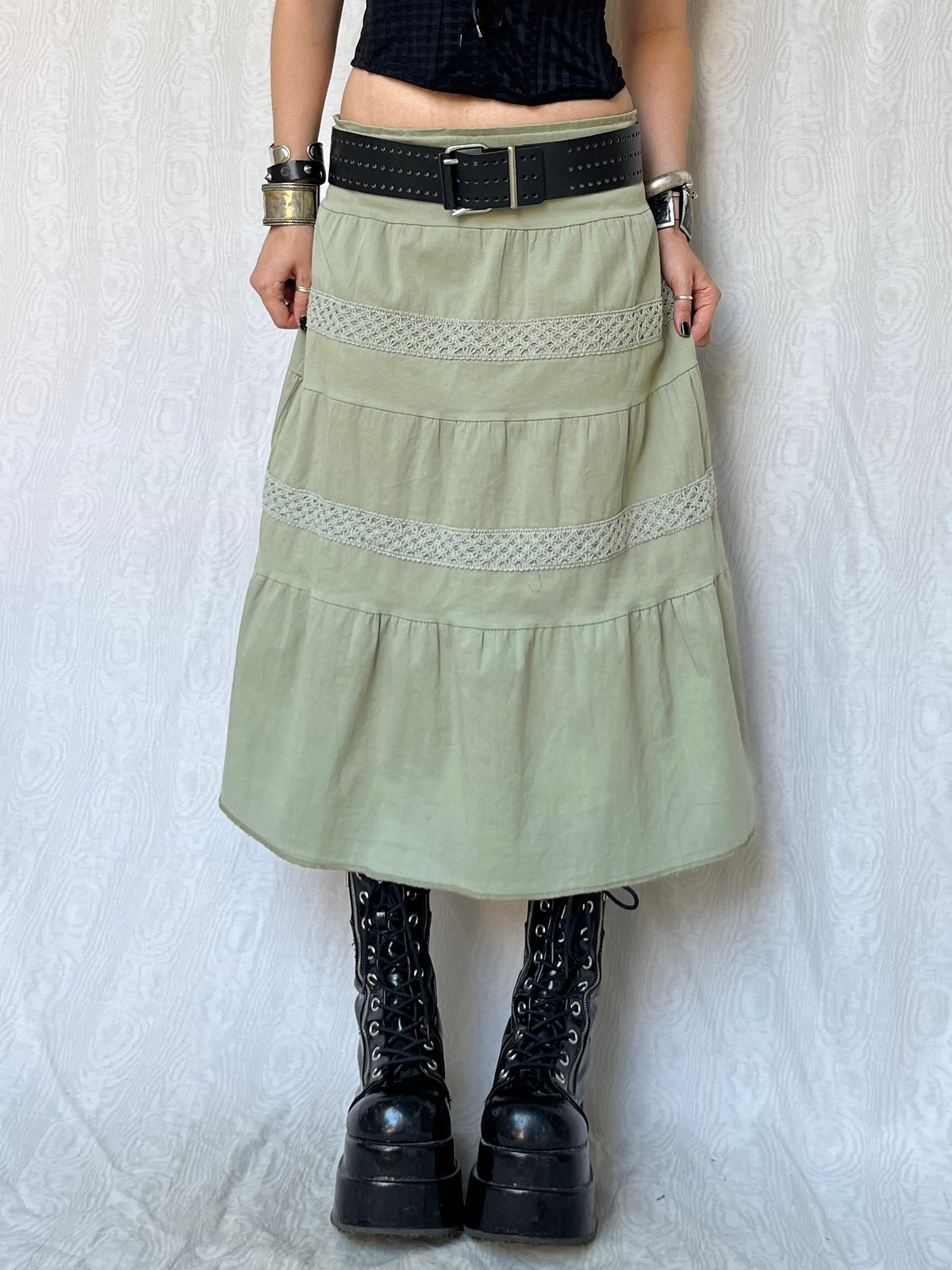 Vintage 00s Downtown Tiered Maxi Skirt (S)