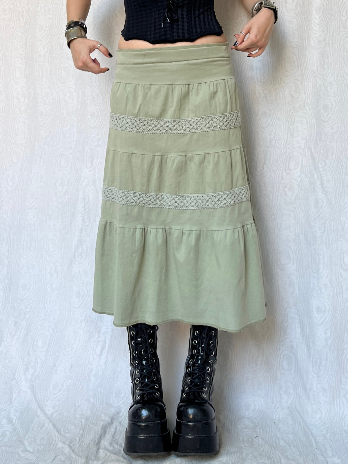 Vintage 00s Downtown Tiered Maxi Skirt (S)