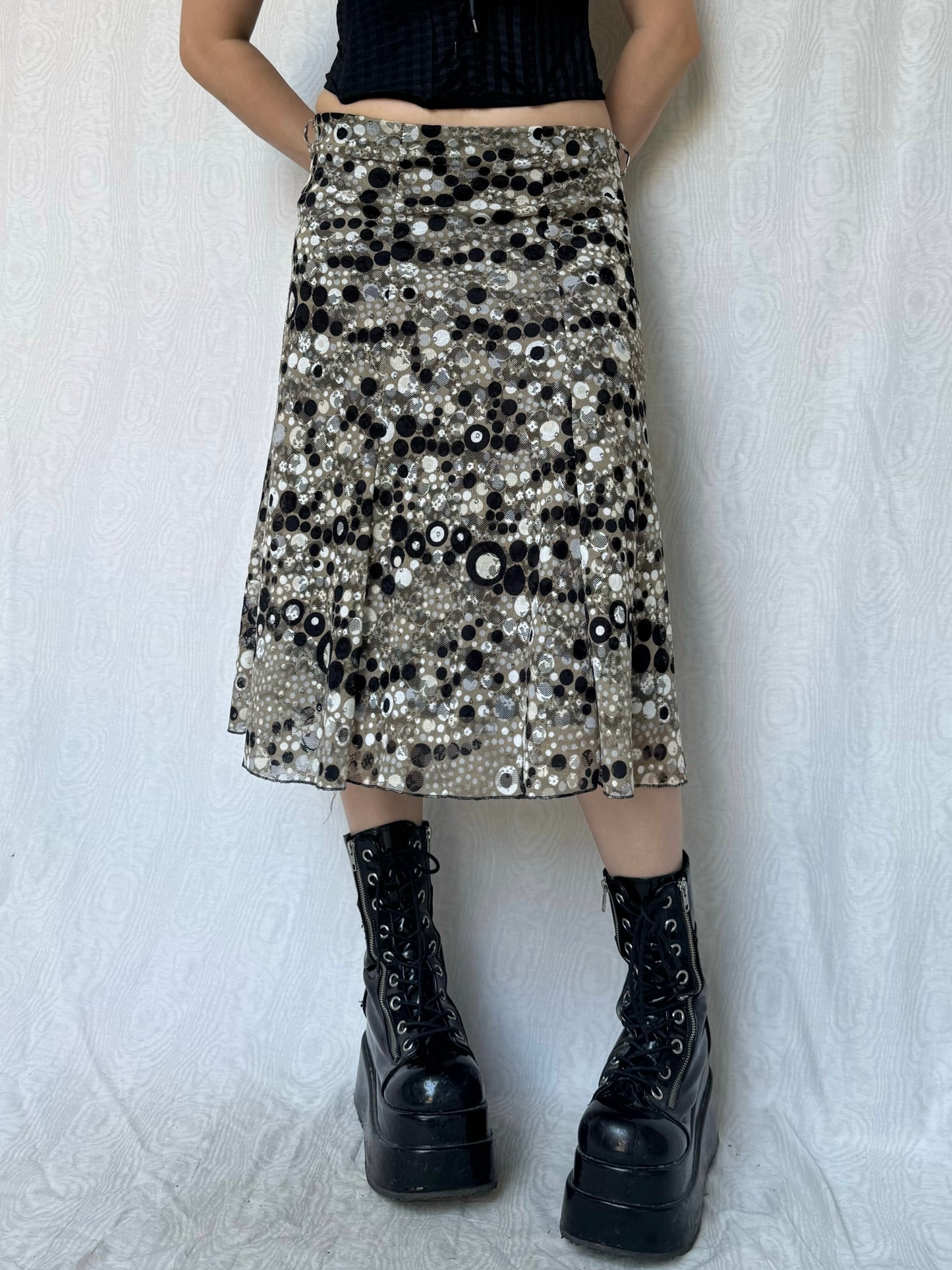 Vintage 00s Eclectic Trippy Midi Skirt (S)