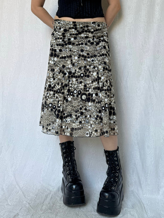 Vintage 00s Eclectic Trippy Midi Skirt (S)