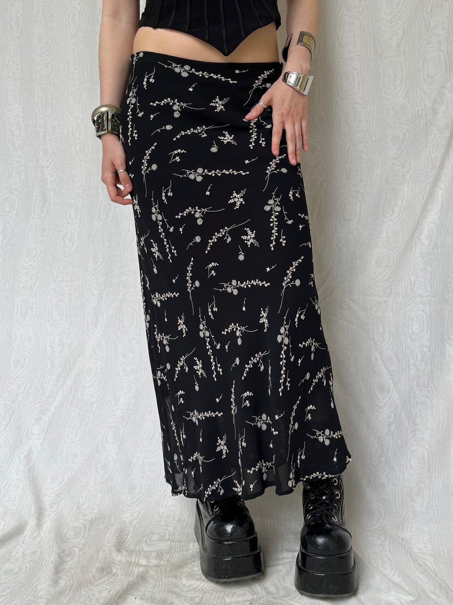 Vintage 90s Fairy Grunge Graphic Maxi Skirt (S/M)