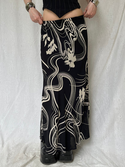 Vintage 90s Grunge Graphic Maxi Skirt (S)