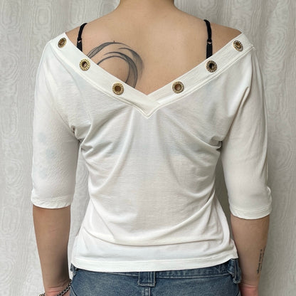 Vintage 00s Eclectic Dolman White Top (S)
