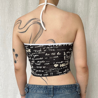 Vintage 00s Eclectic Grunge Halter Top (S)