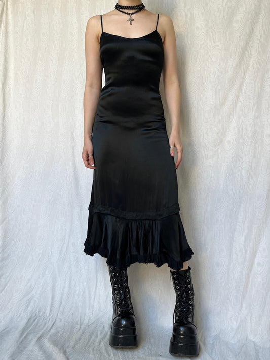 Vintage 00s Romantic Goth Midi Dress (S)