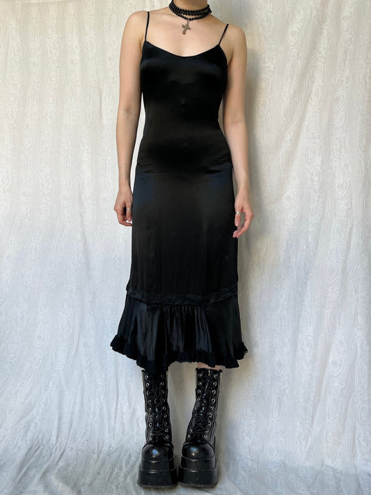 Vintage 00s Romantic Goth Midi Dress (S)