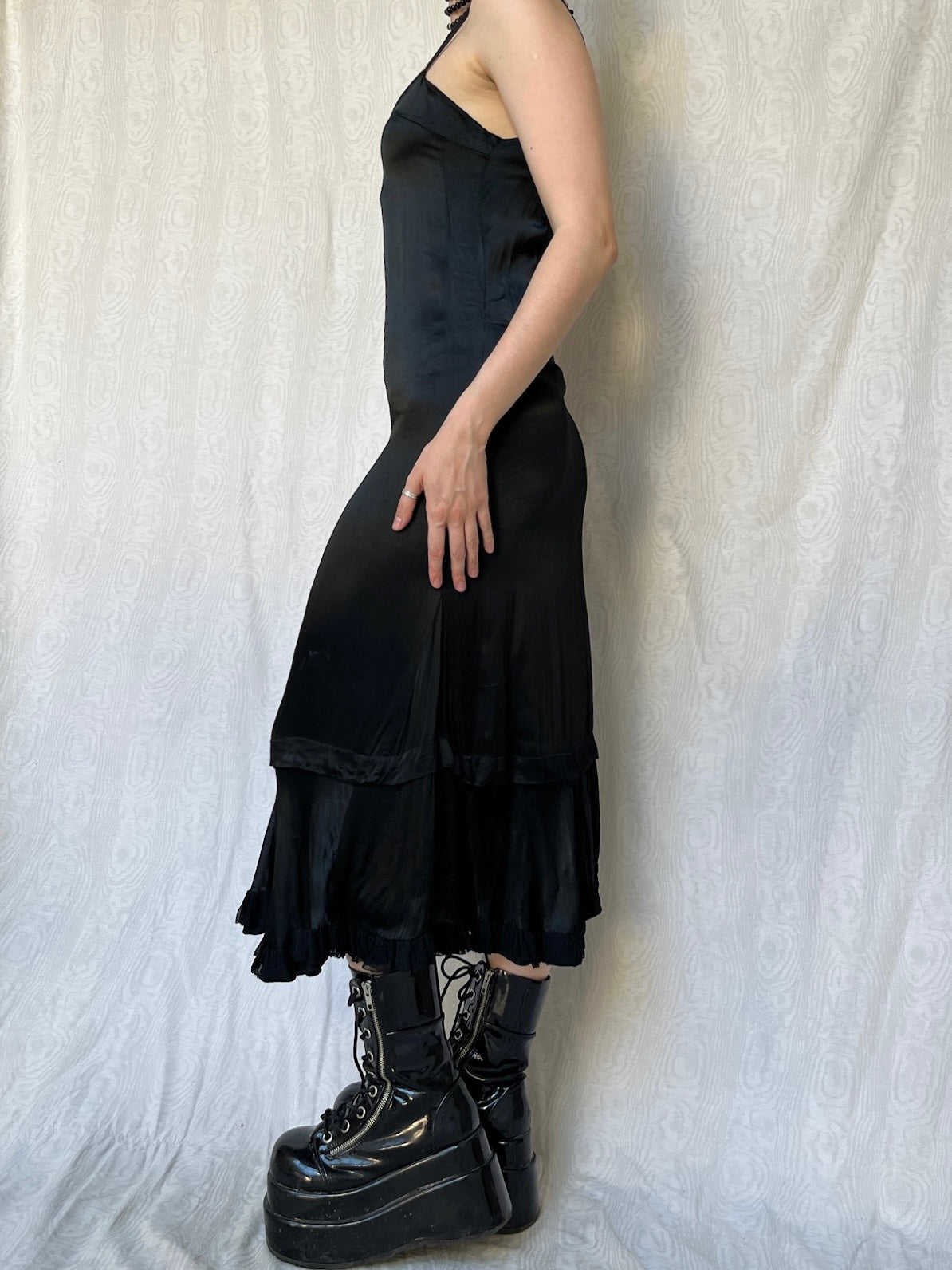 Vintage 00s Romantic Goth Midi Dress (S)