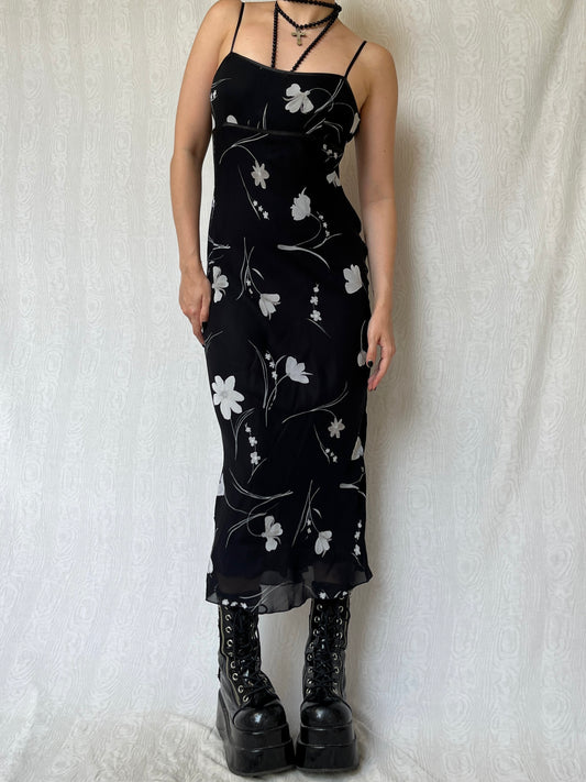 Vintage 90s Fairy Grunge Floral Maxi Dress (S)