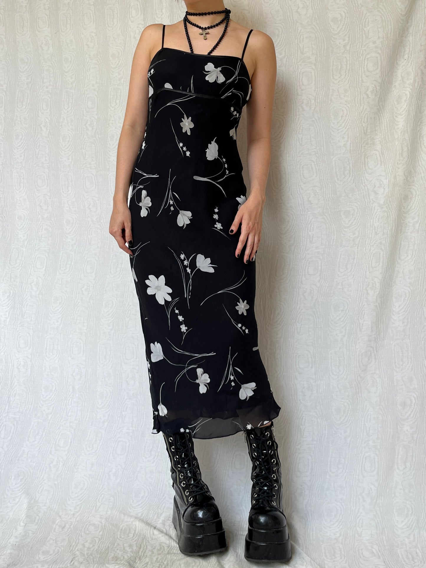 Vintage 90s Fairy Grunge Floral Maxi Dress (S)
