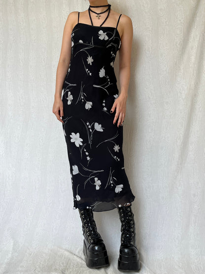 Vintage 90s Fairy Grunge Floral Maxi Dress (S)