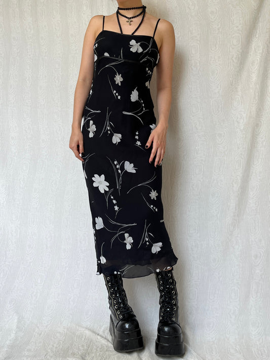 Vintage 90s Fairy Grunge Floral Maxi Dress (S)