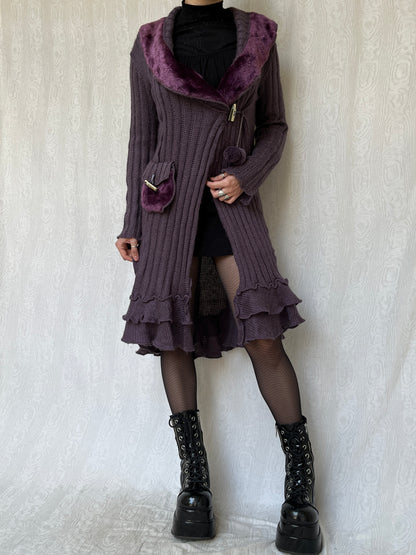 Vintage 00s Whimsigoth Purple Knit Cardigan (S/M)