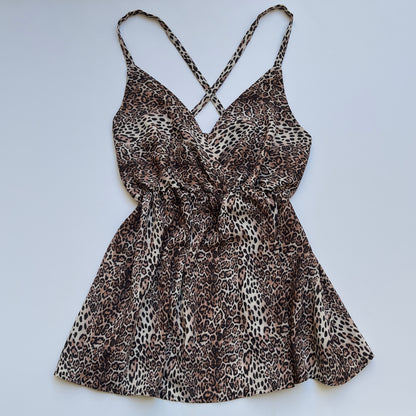 Vintage 00s Biker Leopard Print Cami (XS)
