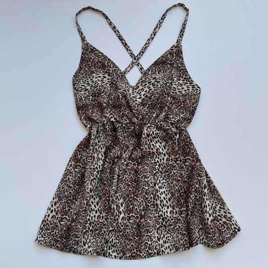 Vintage 00s Biker Leopard Print Cami (XS)