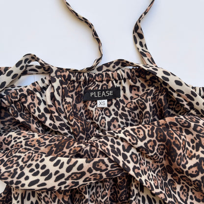 Vintage 00s Biker Leopard Print Cami (XS)