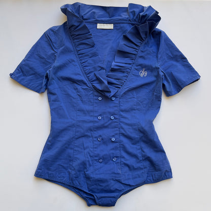 Vintage 00s Office Siren Blue Bodysuit (XS)