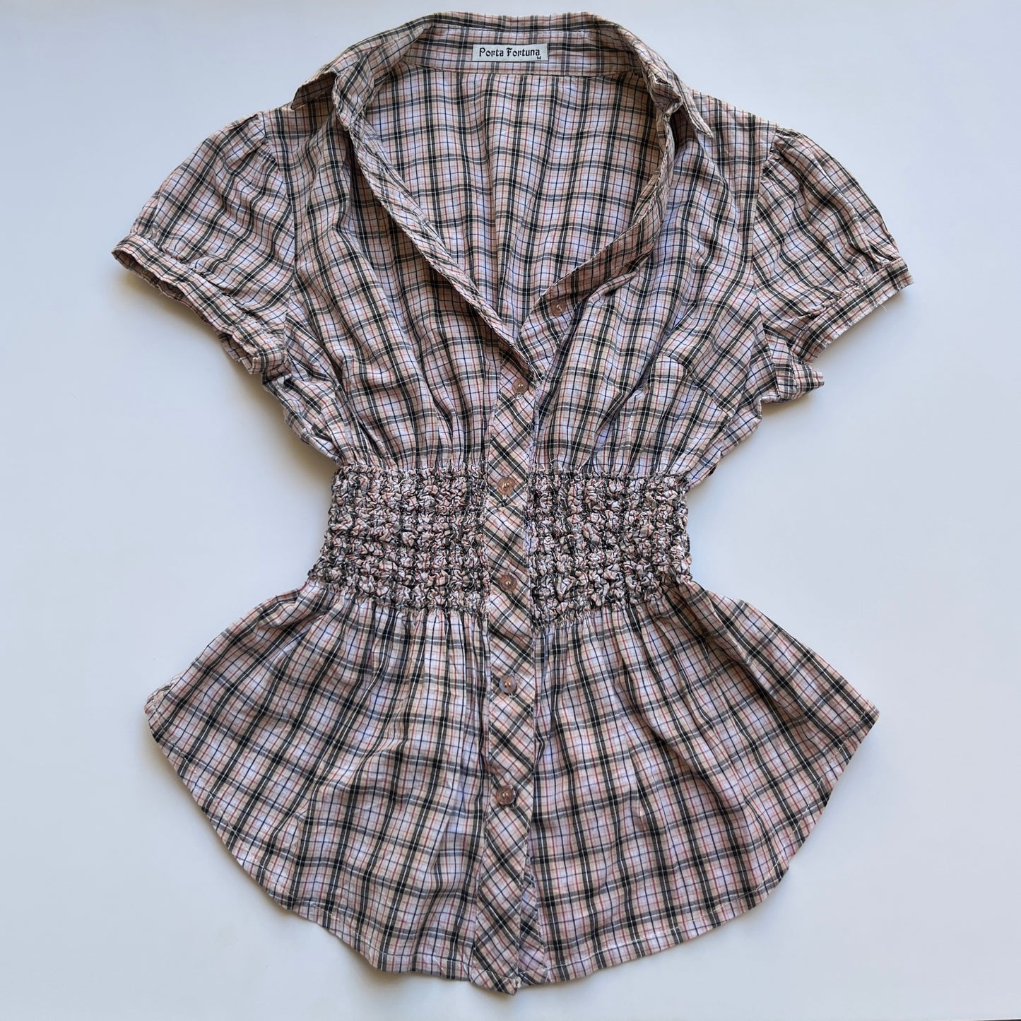 Vintage 00s Downtown Plaid Fitted Shirt (S)