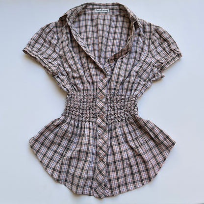 Vintage 00s Downtown Plaid Fitted Shirt (S)