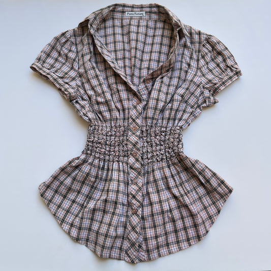 Vintage 00s Downtown Plaid Fitted Shirt (S)