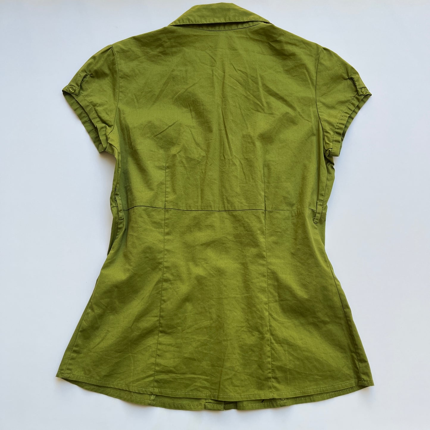 Vintage 00s Downtown Green Button Up Shirt (S)
