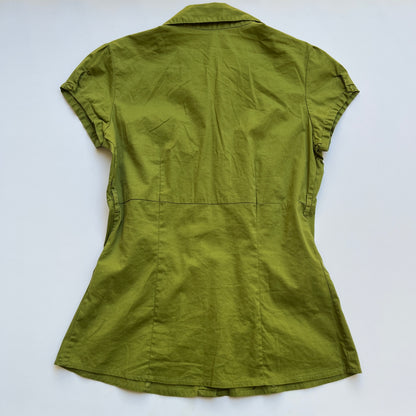 Vintage 00s Downtown Green Button Up Shirt (S)