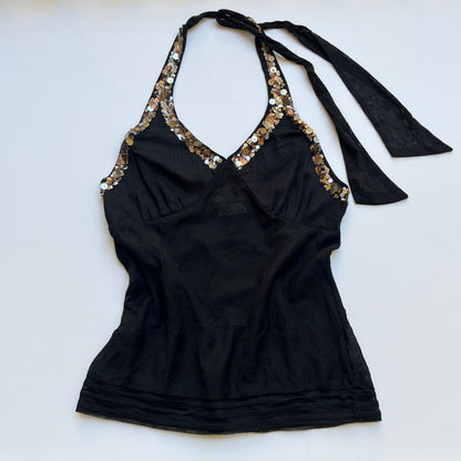 Vintage 00s Clubwear Black Halter Top (S)