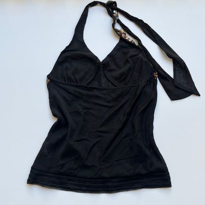 Vintage 00s Clubwear Black Halter Top (S)