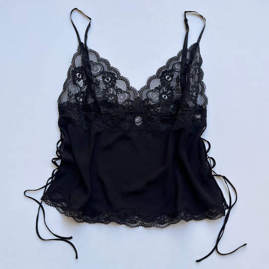 Vintage 00s Romantic Vampy Black Cami (S)