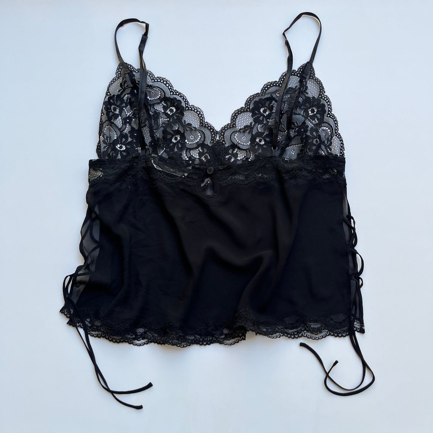 Vintage 00s Romantic Vampy Black Cami (S)