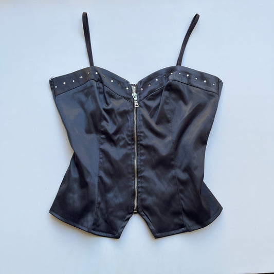 Vintage 00s Clubwear Gray Corset Top (S)
