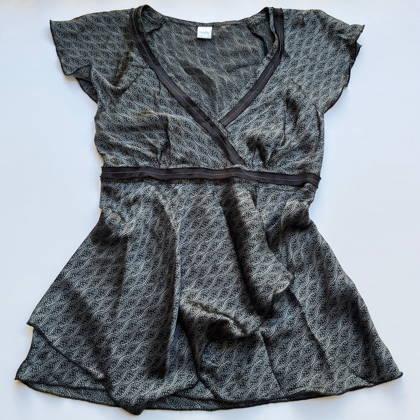 Vintage 00s Dark Coquette Gray Babydoll Top (XS)