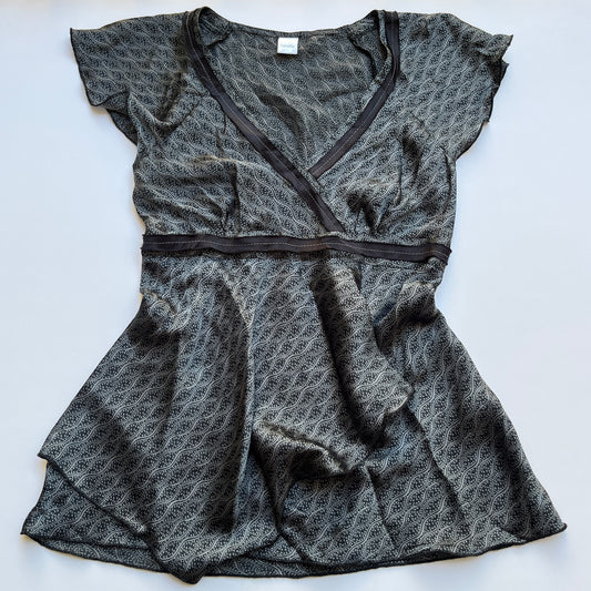 Vintage 00s Dark Coquette Gray Babydoll Top (XS)