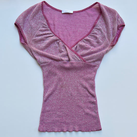 Vintage 00s Eclectic Pink Blouson Top (M)