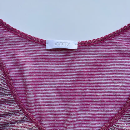Vintage 00s Eclectic Pink Blouson Top (M)