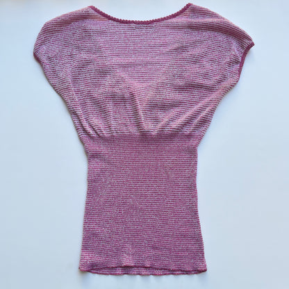 Vintage 00s Eclectic Pink Blouson Top (M)