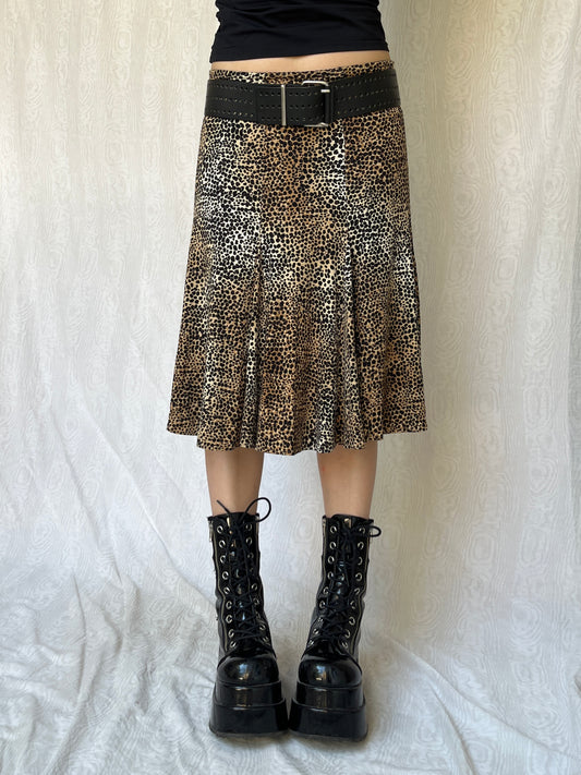 Vintage 00s Indie Sleaze Cheetah Midi Skirt (M)