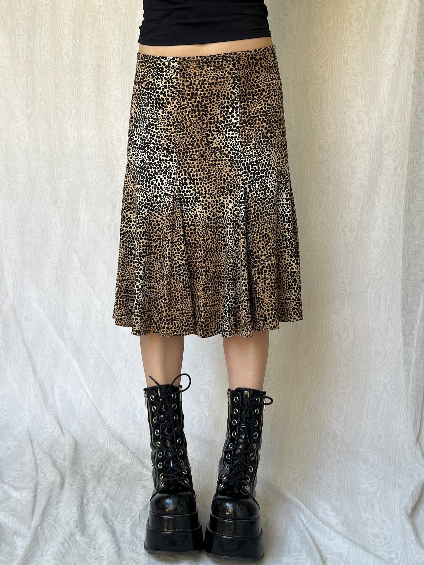 Vintage 00s Indie Sleaze Cheetah Midi Skirt (M)
