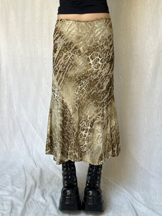 Vintage 00s Eclectic Beige Maxi Skirt (L)