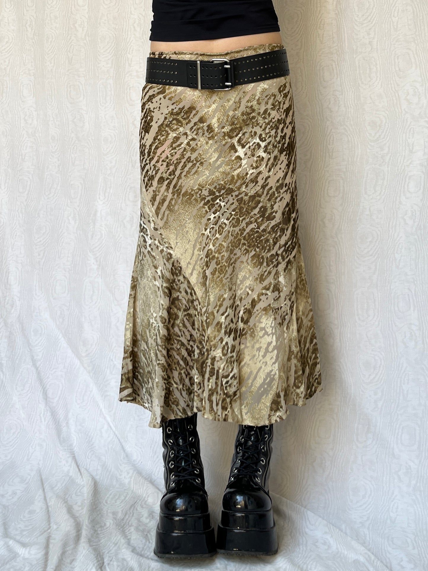 Vintage 00s Eclectic Beige Maxi Skirt (L)