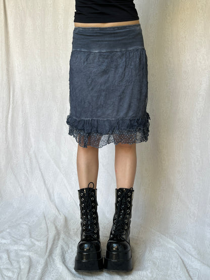 Vintage 00s Eclectic Blue Knee Skirt (S)