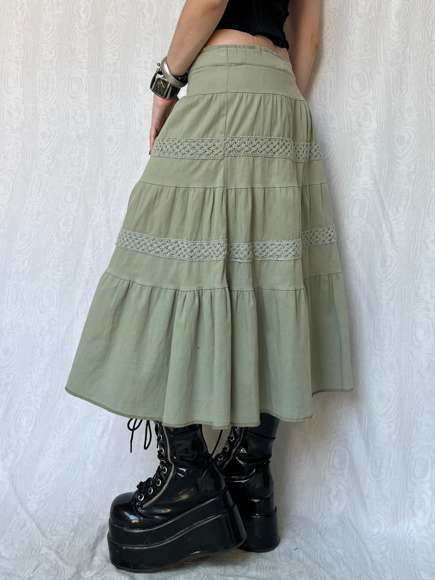 Vintage 00s Downtown Tiered Maxi Skirt (S)
