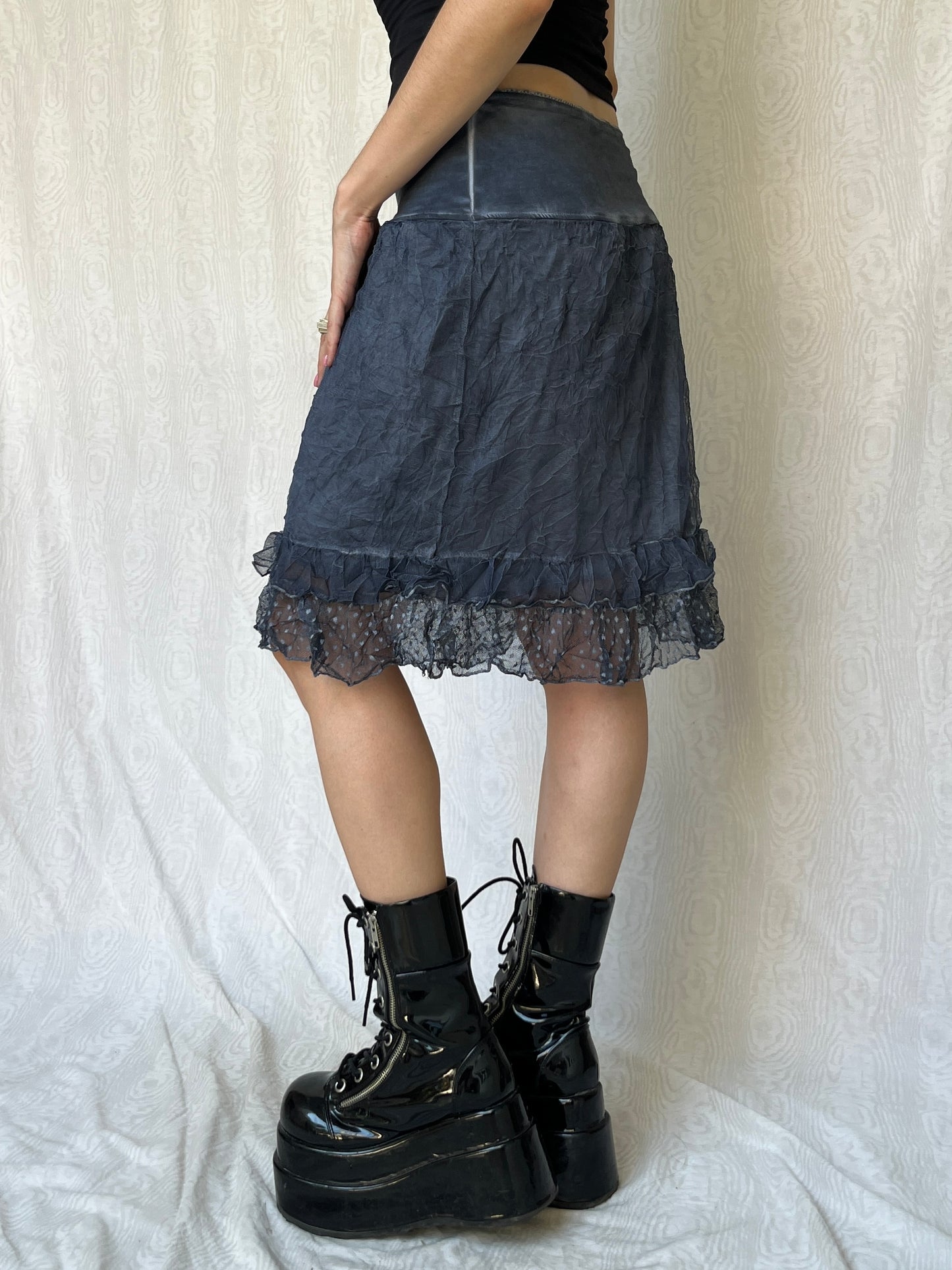 Vintage 00s Eclectic Blue Knee Skirt (S)