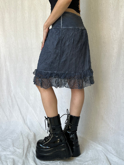 Vintage 00s Eclectic Blue Knee Skirt (S)