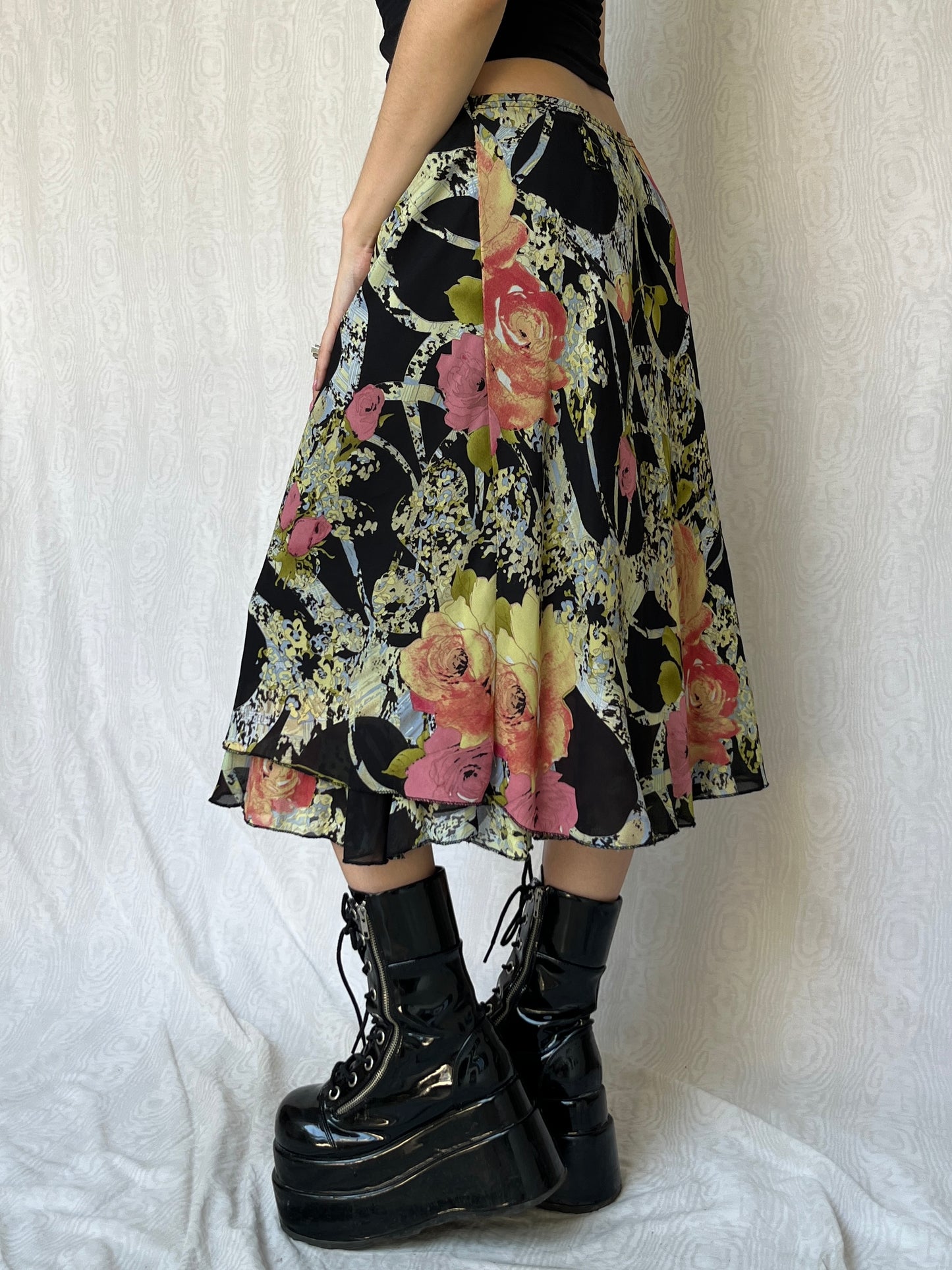 Vintage 00s Eclectic Multi Midi Skirt (M)