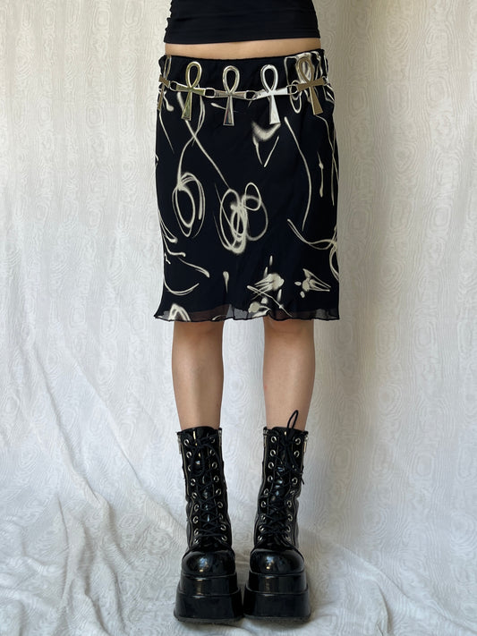 Vintage 90s Grunge Eclectic Knee Skirt (XS/S)